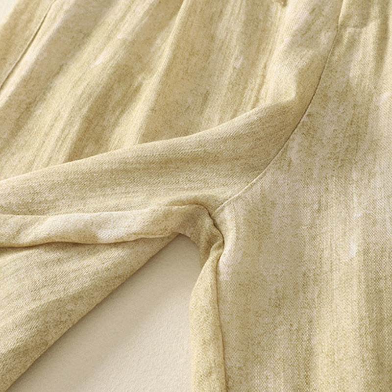 Buddha Stones Summer Plain Drawstring Zipper Design Women's Wide Leg Cotton Pants With Pockets - image 10