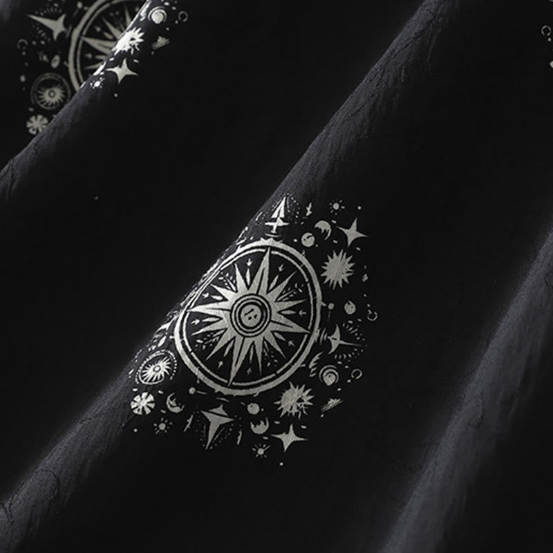 Buddha Stones Bohemian Printing Celestial Pattern Women's Wide Leg Cotton Pants With Pockets - image 3