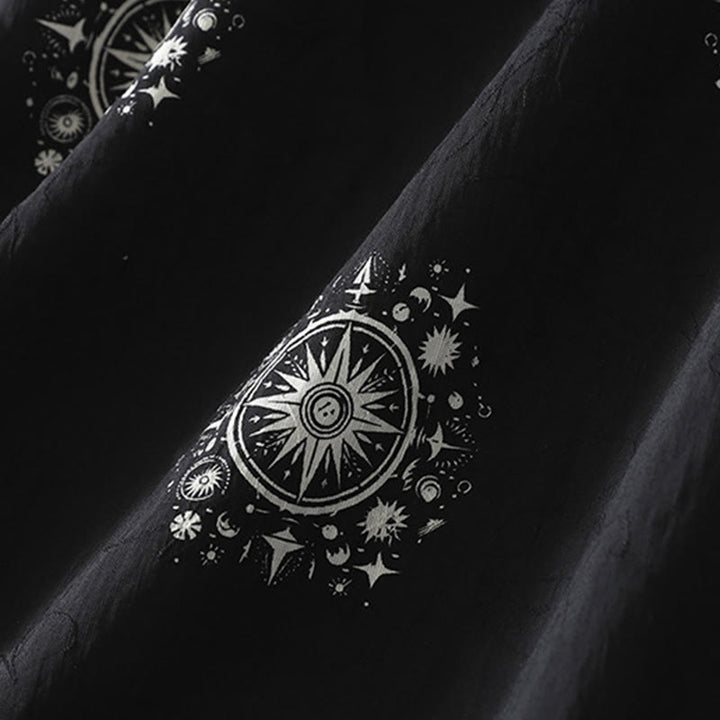 Buddha Stones Bohemian Printing Celestial Pattern Women's Wide Leg Cotton Pants With Pockets - image 3