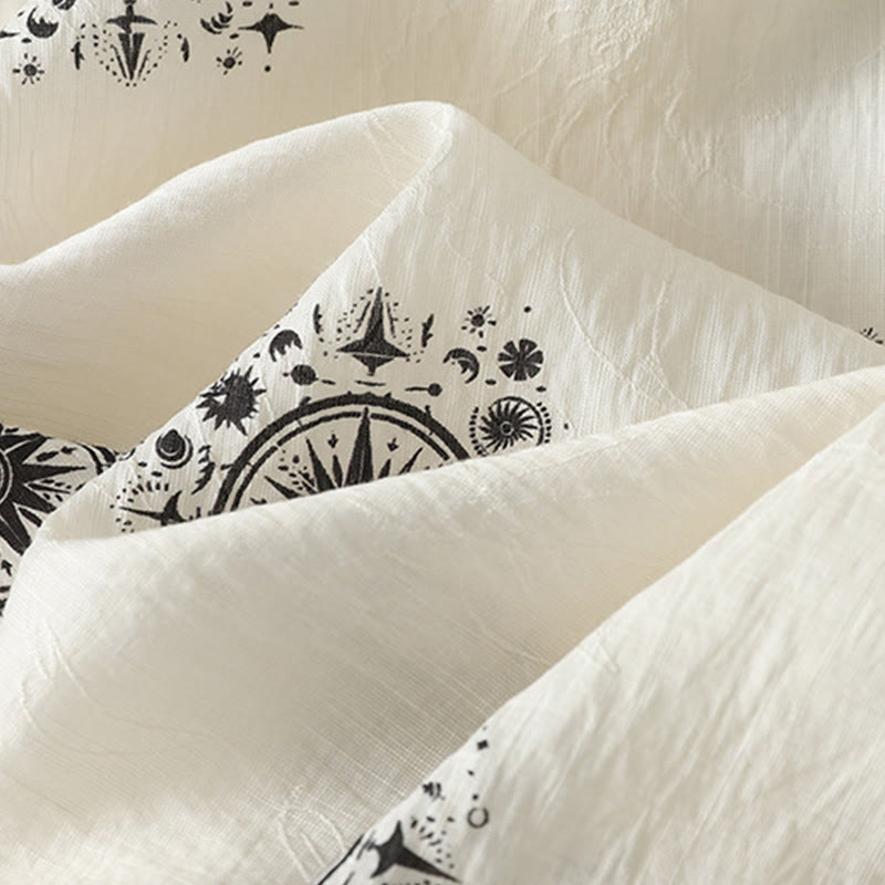 Buddha Stones Bohemian Printing Celestial Pattern Women's Wide Leg Cotton Pants With Pockets - image 10