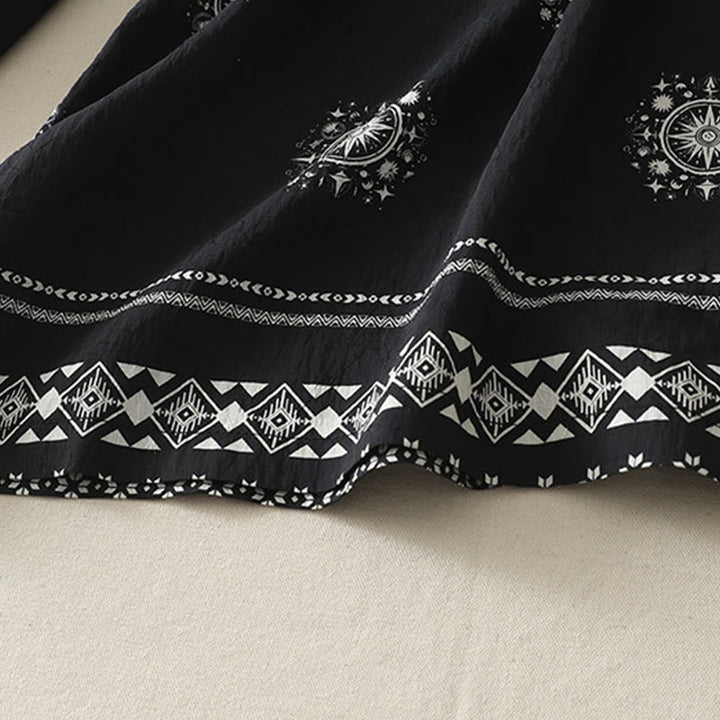 Buddha Stones Bohemian Printing Celestial Pattern Women's Wide Leg Cotton Pants With Pockets - image 4