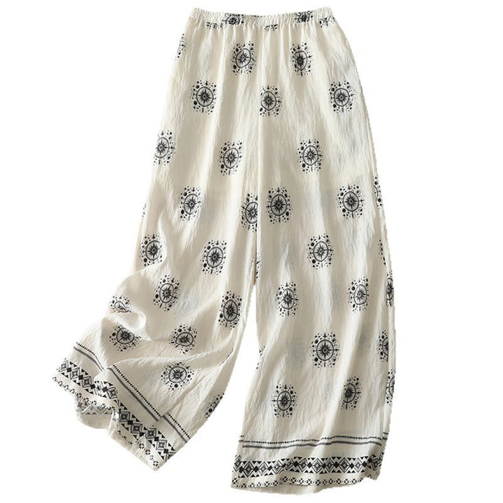Buddha Stones Bohemian Printing Celestial Pattern Women's Wide Leg Cotton Pants With Pockets - image 14