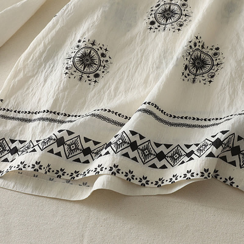 Buddha Stones Bohemian Printing Celestial Pattern Women's Wide Leg Cotton Pants With Pockets - image 13