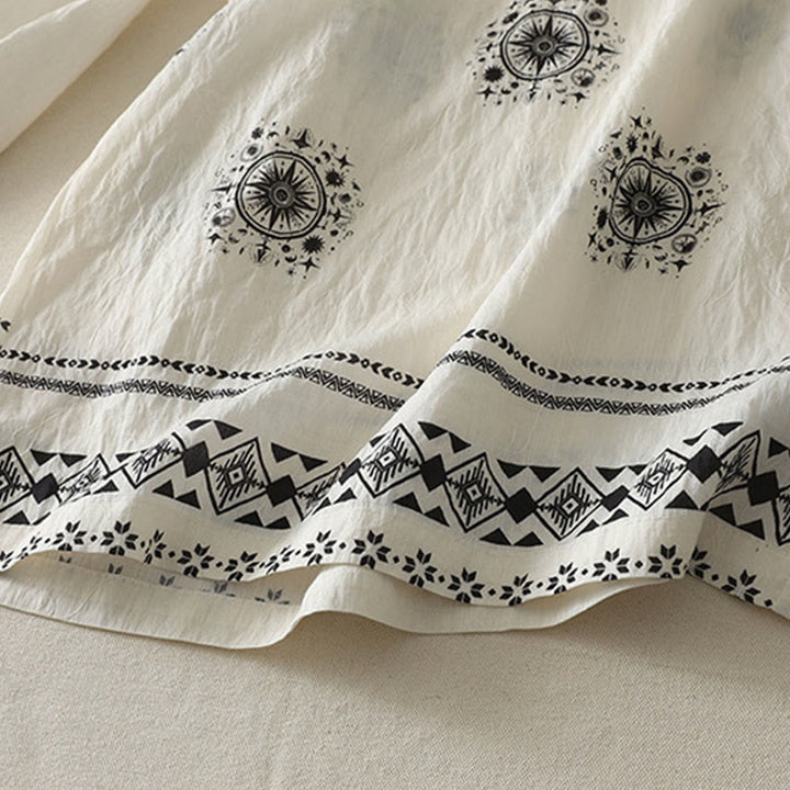 Buddha Stones Bohemian Printing Celestial Pattern Women's Wide Leg Cotton Pants With Pockets - image 13