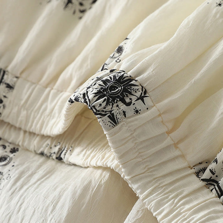 Buddha Stones Bohemian Printing Celestial Pattern Women's Wide Leg Cotton Pants With Pockets - image 7