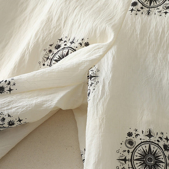 Buddha Stones Bohemian Printing Celestial Pattern Women's Wide Leg Cotton Pants With Pockets - image 12