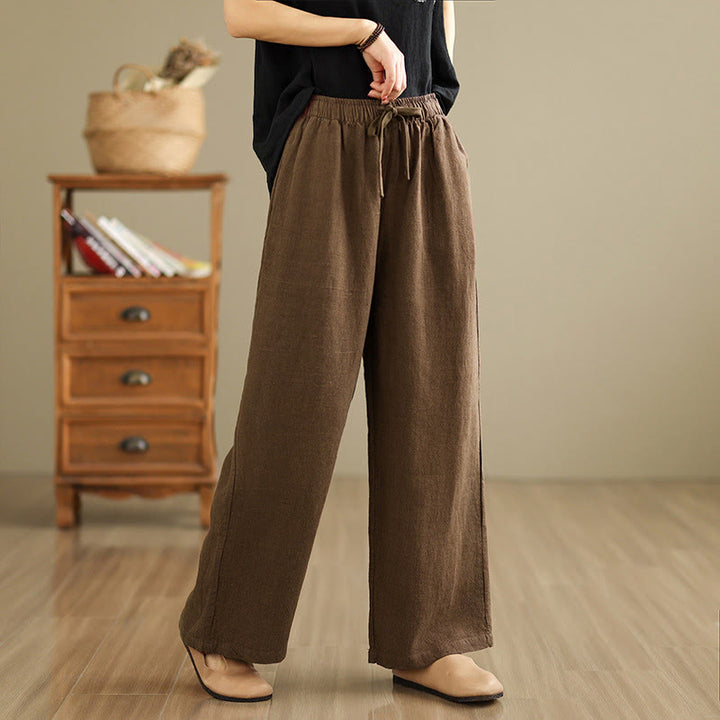 Buddha Stones Commute Retro Solid Color Women's Harem Drawstring Cotton Pants With Pockets - Sienna - US8-10,UK/AU12-14,EU40-42 (2XL) - image 15