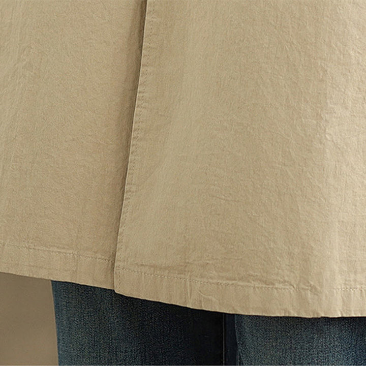 Buddha Stones Spring Plain Buttons Design Long Sleeve Women's Cotton Linen Jacket With Pockets - image 10