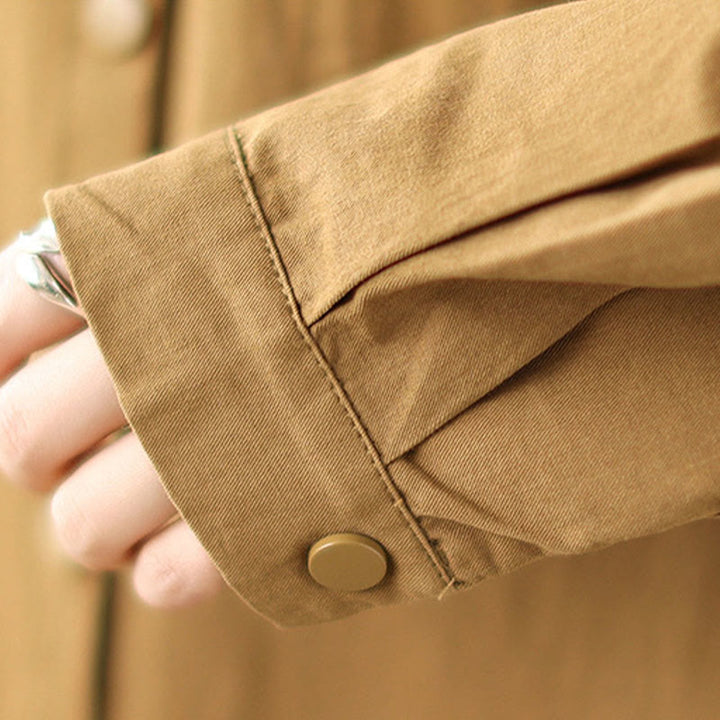 Buddha Stones Casual Commute Drawstring Hoodie Women's Cotton Linen Jacket With Pockets - image 15