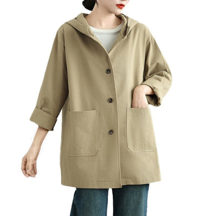 Buddha Stones Fall Vintage Hoodie Women's Cotton Linen Jacket With Front Pockets - image 16