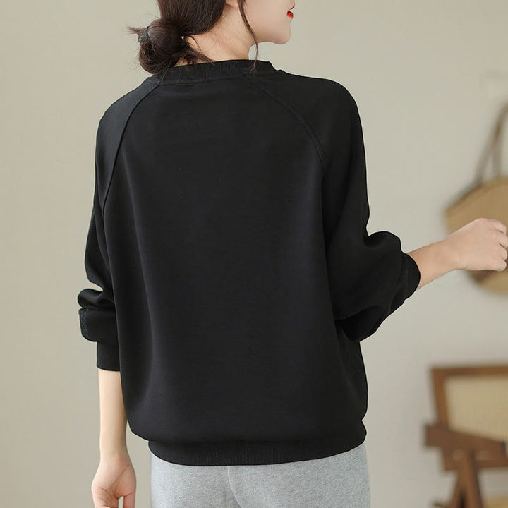 Buddha Stones Fall Plain Crew Neck Cotton Pullover Women's Sweatshirt  - image 10