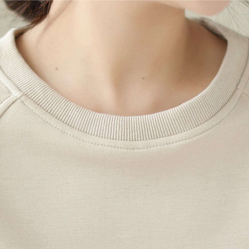 Buddha Stones Fall Plain Crew Neck Cotton Pullover Women's Sweatshirt  - image 6