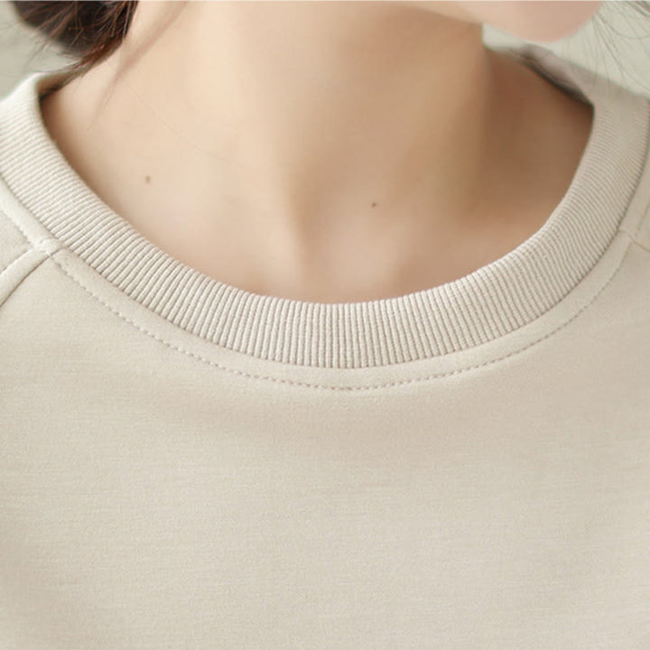 Buddha Stones Fall Plain Crew Neck Cotton Pullover Women's Sweatshirt  - image 6