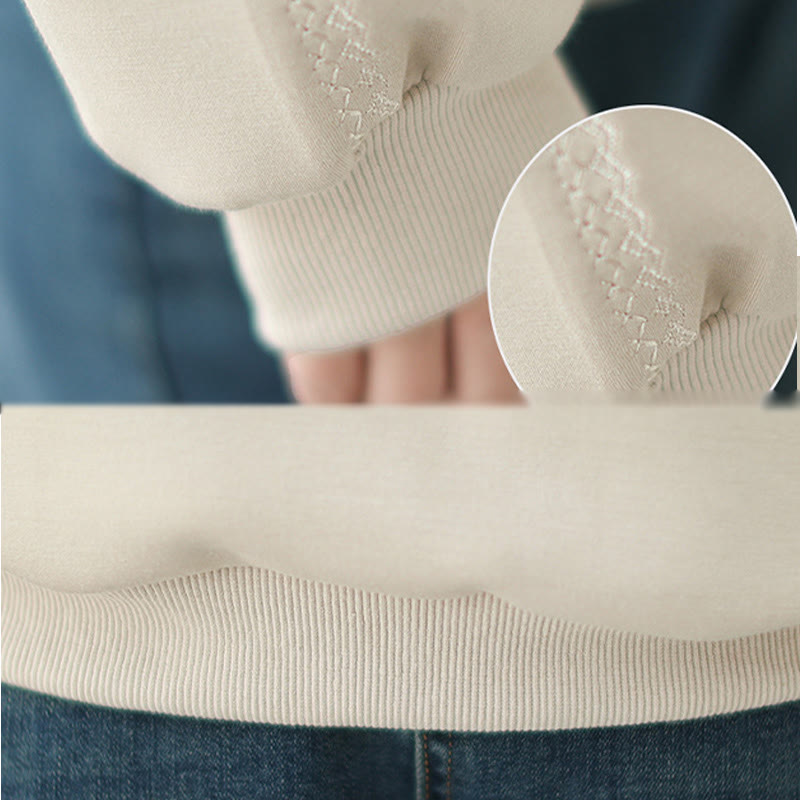 Buddha Stones Fall Plain Crew Neck Cotton Pullover Women's Sweatshirt  - image 7