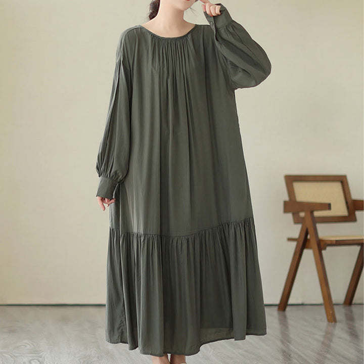 Buddha Stones Casual Plain Two-sided Style Dress Chiffon Midi Dress With Pockets - image 14