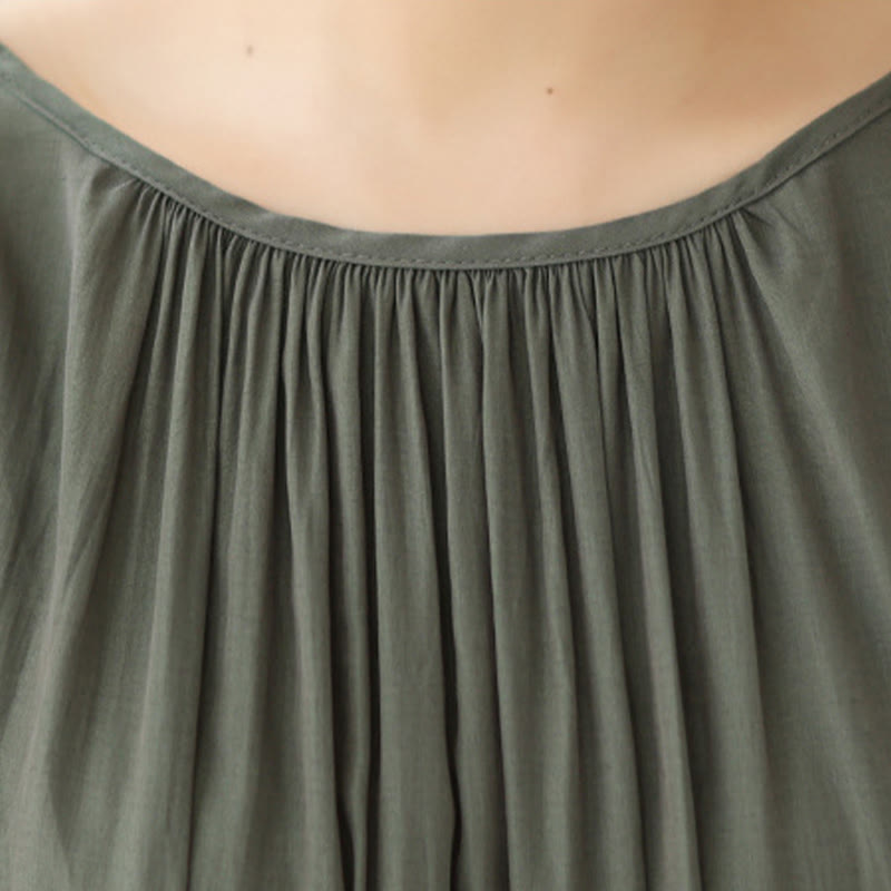 Buddha Stones Casual Plain Two-sided Style Dress Chiffon Midi Dress With Pockets - image 16