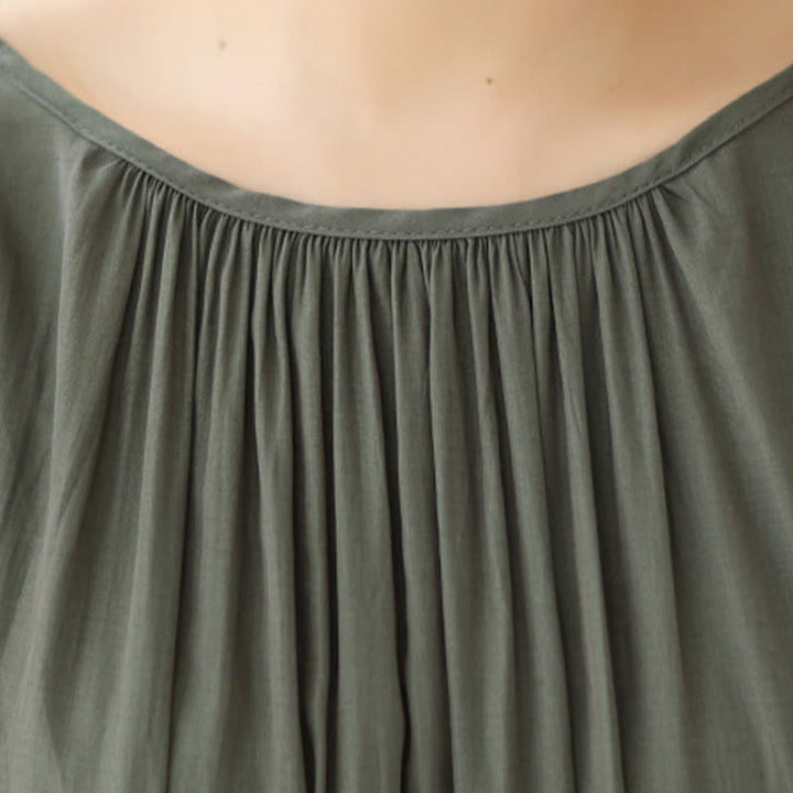 Buddha Stones Casual Plain Two-sided Style Dress Chiffon Midi Dress With Pockets - image 16