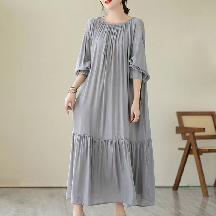 Buddha Stones Casual Plain Two-sided Style Dress Chiffon Midi Dress With Pockets - LightSteelBlue - US4-6,UK/AU8-10,EU36-38 (F) - image 20