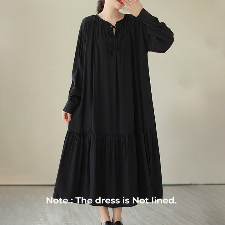 Buddha Stones Casual Plain Two-sided Style Dress Chiffon Midi Dress With Pockets - image 2