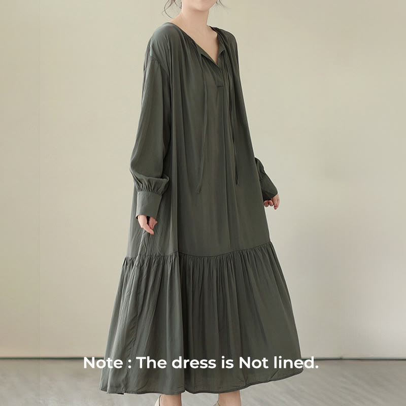 Buddha Stones Casual Plain Two-sided Style Dress Chiffon Midi Dress With Pockets - image 12