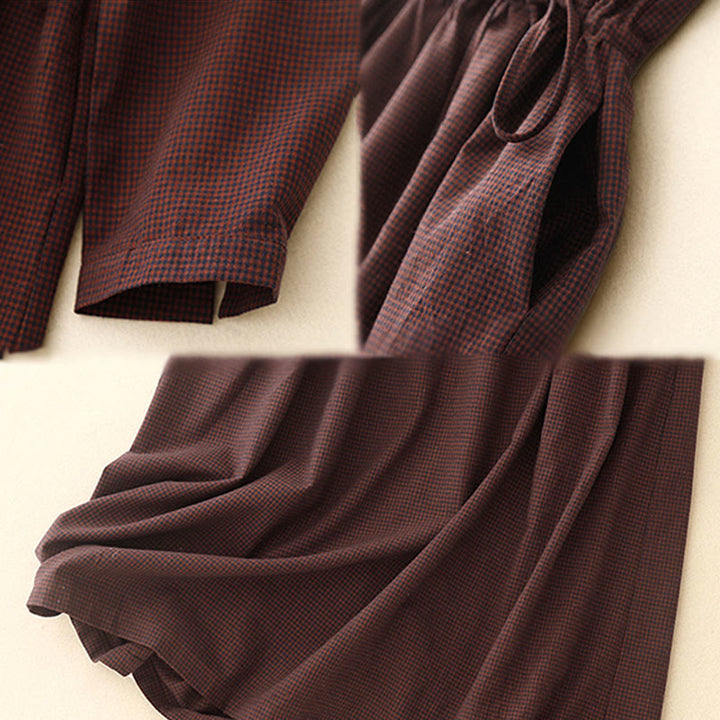 Buddha Stones Casual Plain Frog-button Cotton Midi Dress With Pockets - image 7