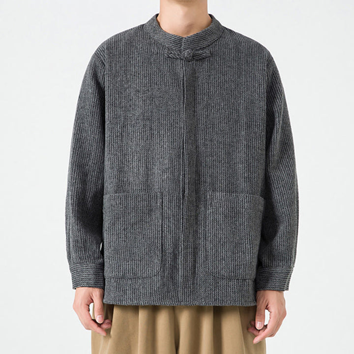 Buddha Stones Long Sleeve Frog-button Design Men's Cotton Jacket Shirt With Pockets - image 9