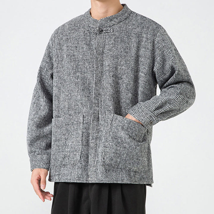 Buddha Stones Long Sleeve Frog-button Design Men's Cotton Jacket Shirt With Pockets - image 17