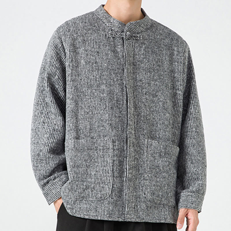 Buddha Stones Long Sleeve Frog-button Design Men's Cotton Jacket Shirt With Pockets - image 16