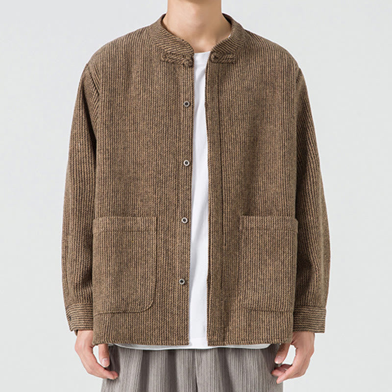 Buddha Stones Long Sleeve Frog-button Design Men's Cotton Jacket Shirt With Pockets - image 22