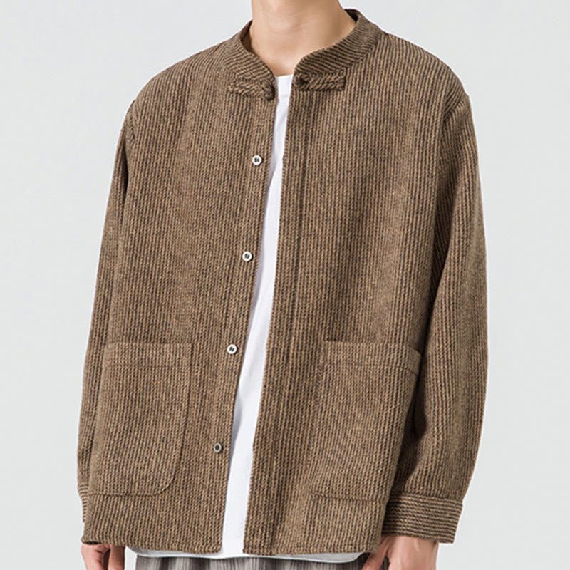 Buddha Stones Long Sleeve Frog-button Design Men's Cotton Jacket Shirt With Pockets - image 24