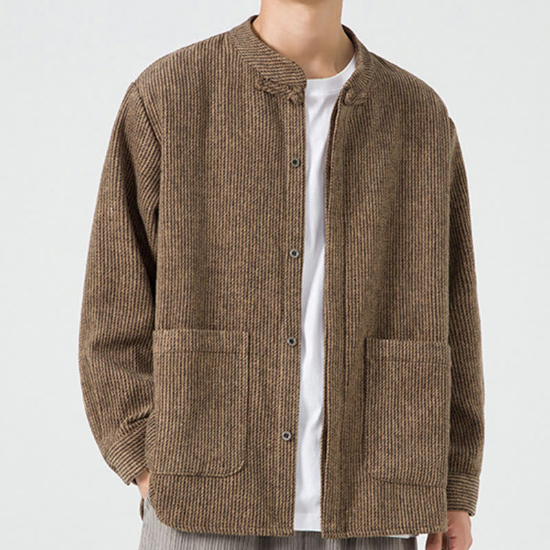 Buddha Stones Long Sleeve Frog-button Design Men's Cotton Jacket Shirt With Pockets - image 25