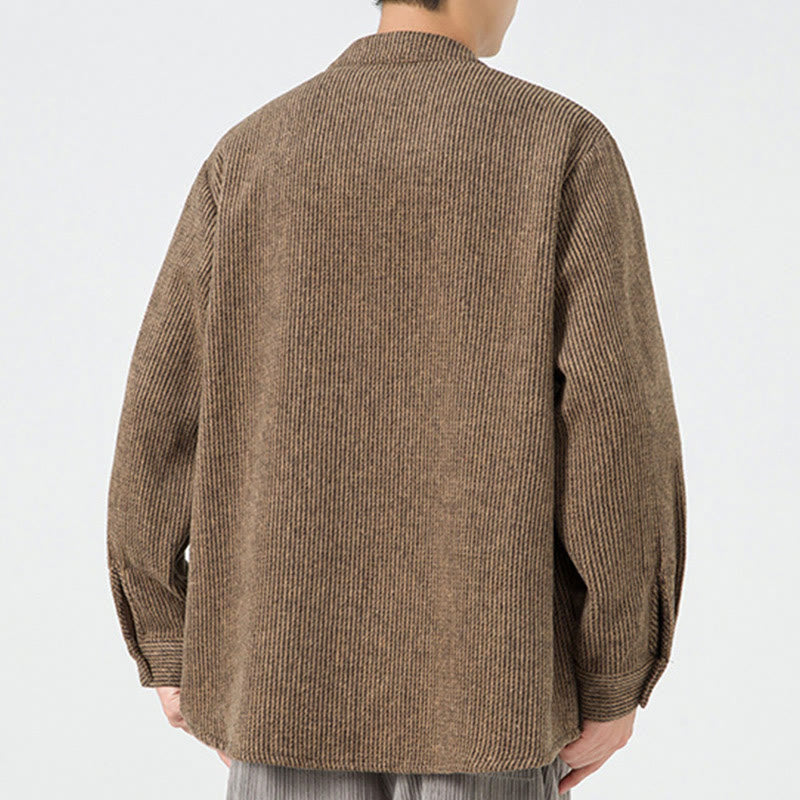 Buddha Stones Long Sleeve Frog-button Design Men's Cotton Jacket Shirt With Pockets - image 26