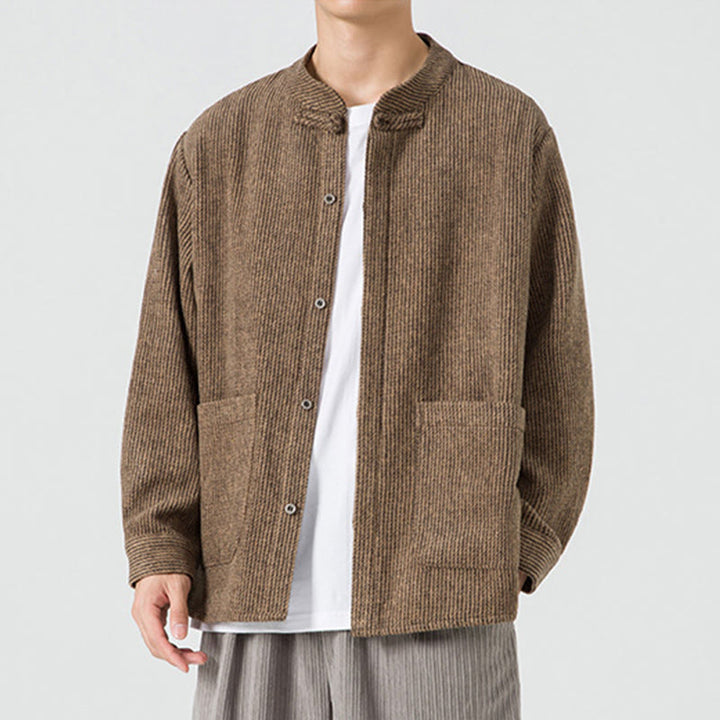 Buddha Stones Long Sleeve Frog-button Design Men's Cotton Jacket Shirt With Pockets - image 21