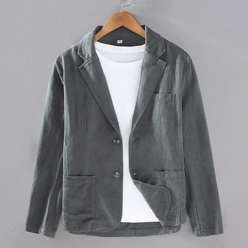 Buddha Stones Long Sleeve Button Plain Design Men's Linen Jacket Shirt With Pockets - DimGray - US/UK/AU42,EU52 (3XL) - image 1