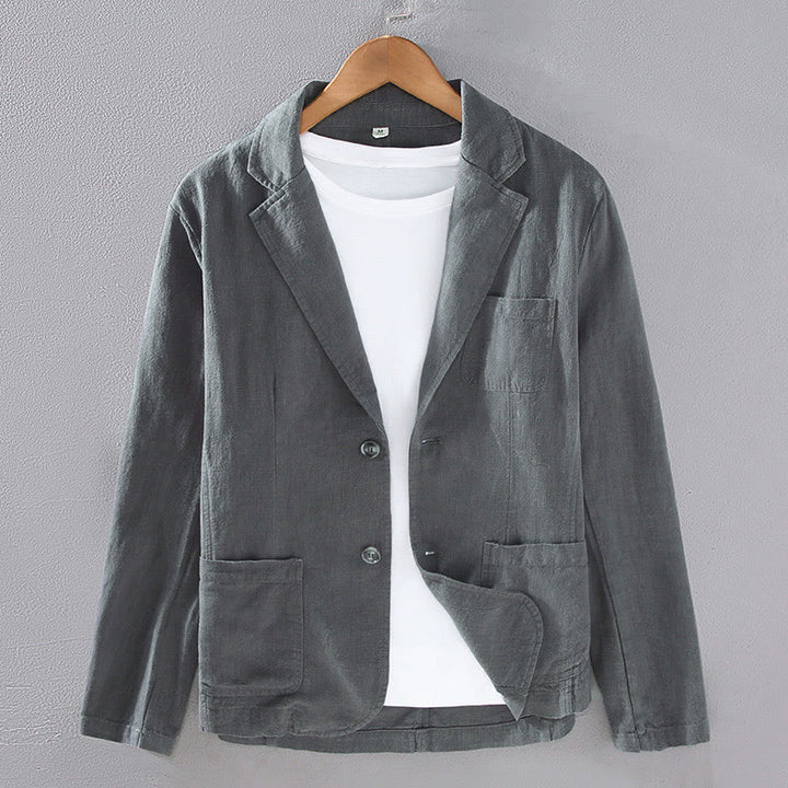 Buddha Stones Long Sleeve Button Plain Design Men's Linen Jacket Shirt With Pockets - DimGray - US/UK/AU42,EU52 (3XL) - image 1