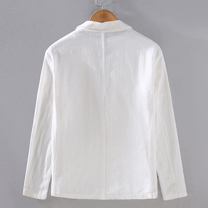 Buddha Stones Long Sleeve Button Plain Design Men's Linen Jacket Shirt With Pockets - image 3