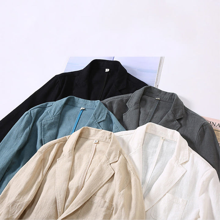 Buddha Stones Long Sleeve Button Plain Design Men's Linen Jacket Shirt With Pockets - image 11