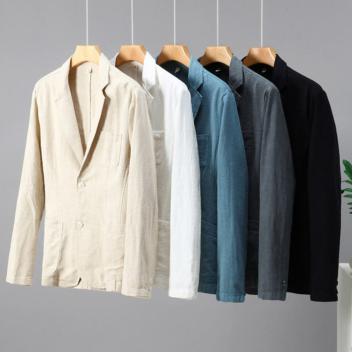 Buddha Stones Long Sleeve Button Plain Design Men's Linen Jacket Shirt With Pockets - image 12