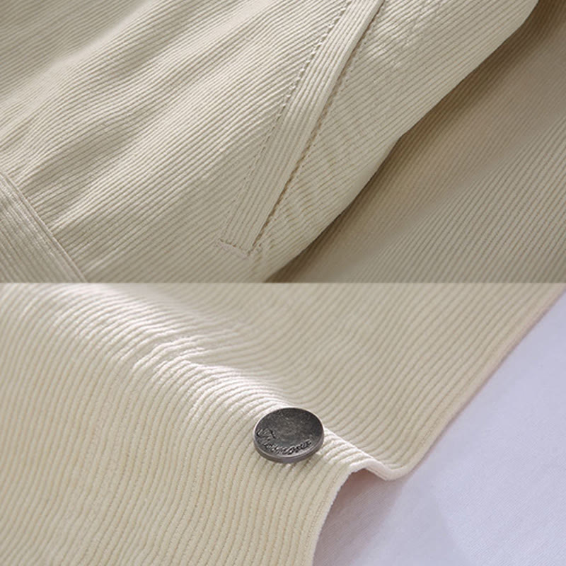 Buddha Stones Plain Long Sleeve Button Design Men's Cotton Jacket Shirt With Pockets - image 6