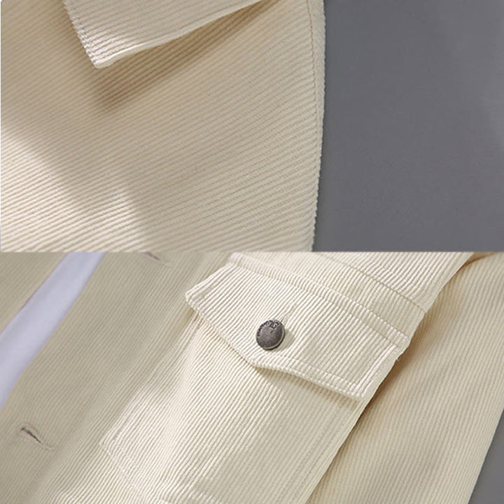 Buddha Stones Plain Long Sleeve Button Design Men's Cotton Jacket Shirt With Pockets - image 5