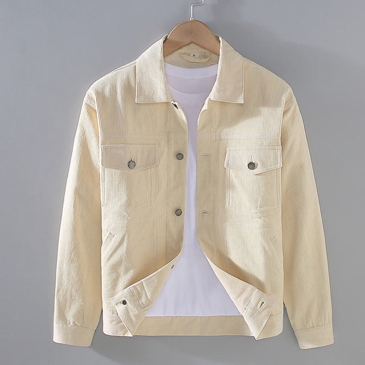 Buddha Stones Plain Long Sleeve Button Design Men's Cotton Jacket Shirt With Pockets - OldLace - US/UK/AU42,EU52 (3XL) - image 1