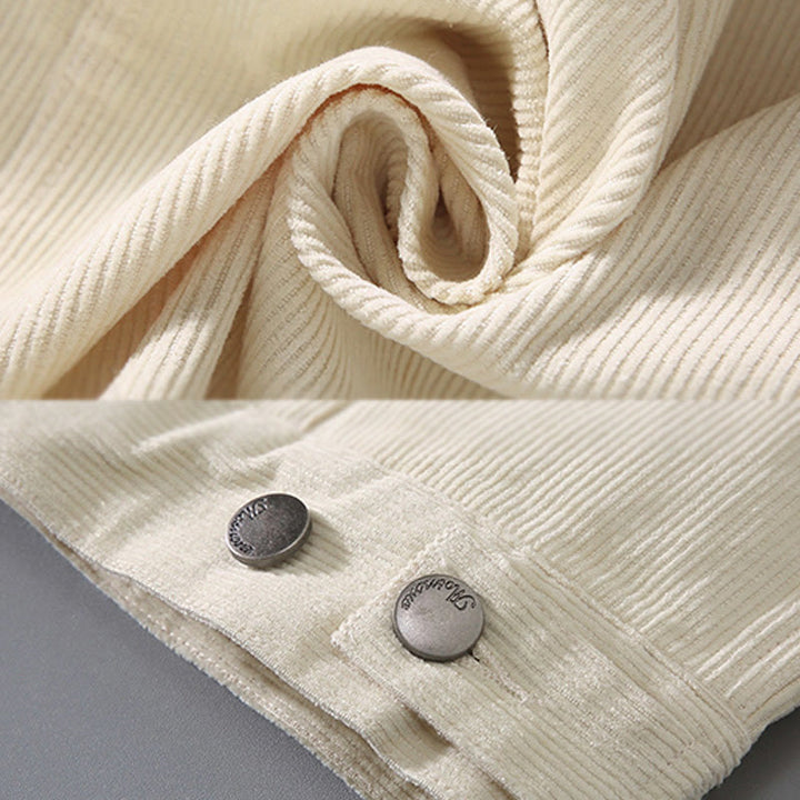Buddha Stones Plain Long Sleeve Button Design Men's Cotton Jacket Shirt With Pockets - image 4