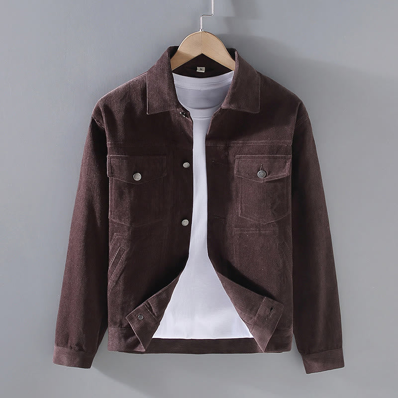 Buddha Stones Plain Long Sleeve Button Design Men's Cotton Jacket Shirt With Pockets - SaddleBrown - US/UK/AU42,EU52 (3XL) - image 10