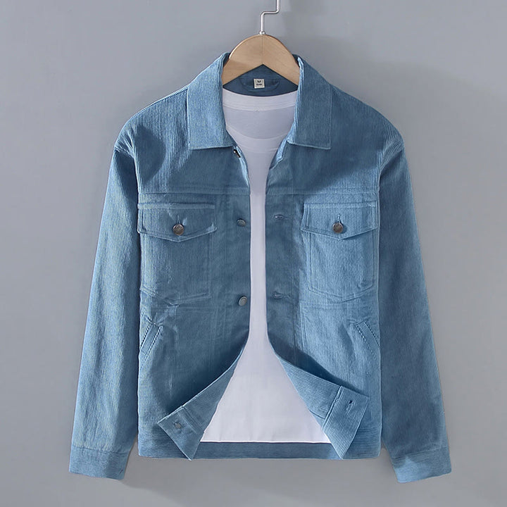 Buddha Stones Plain Long Sleeve Button Design Men's Cotton Jacket Shirt With Pockets - SteelBlue - US/UK/AU42,EU52 (3XL) - image 8