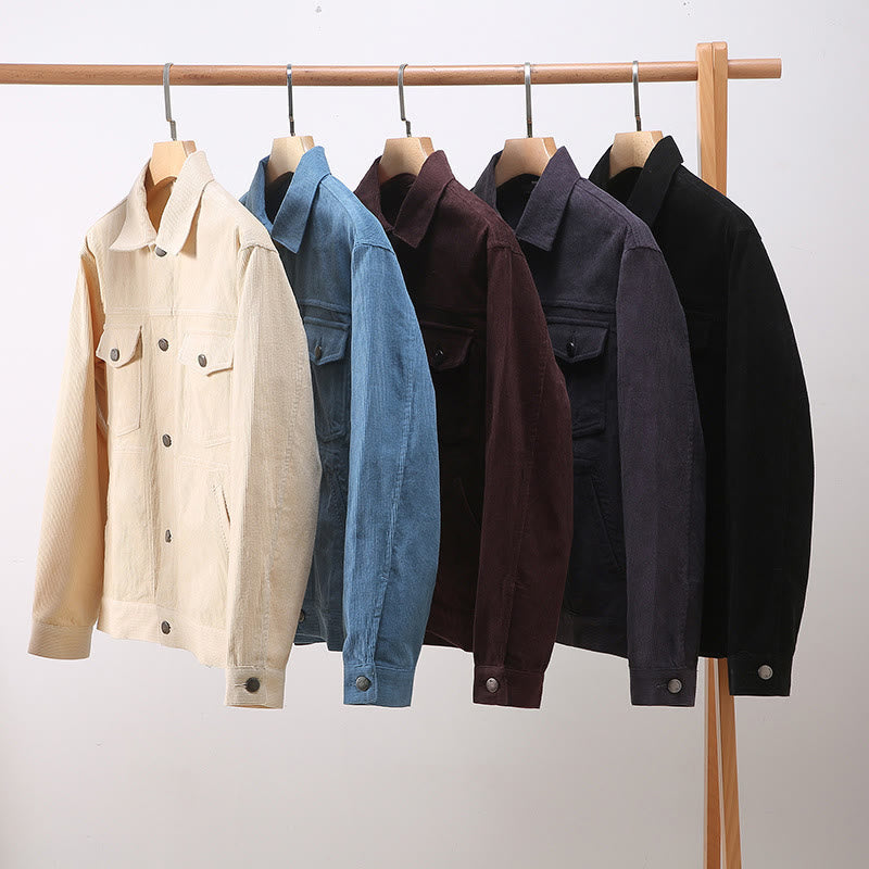 Buddha Stones Plain Long Sleeve Button Design Men's Cotton Jacket Shirt With Pockets - image 11