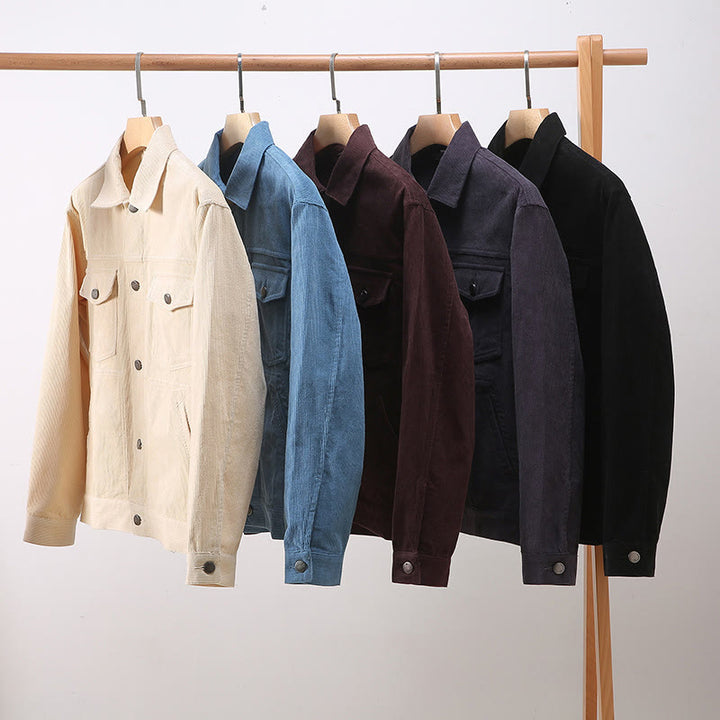 Buddha Stones Plain Long Sleeve Button Design Men's Cotton Jacket Shirt With Pockets - image 11