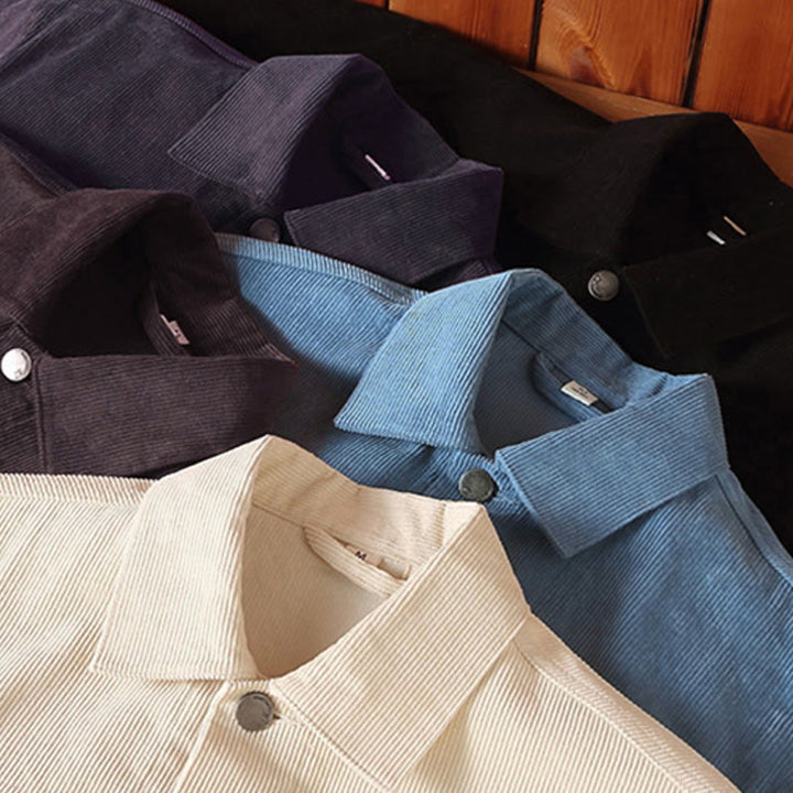 Buddha Stones Plain Long Sleeve Button Design Men's Cotton Jacket Shirt With Pockets - image 12