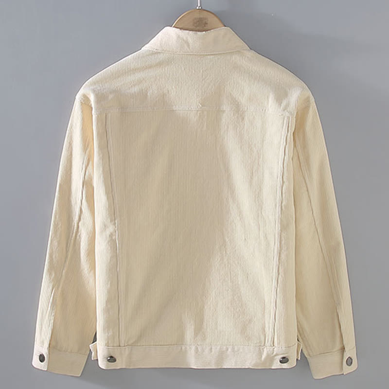 Buddha Stones Plain Long Sleeve Button Design Men's Cotton Jacket Shirt With Pockets - image 2