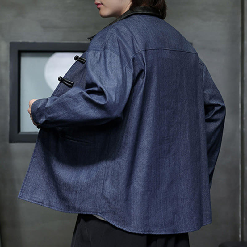 Buddha Stones Men's Frog-Button Cotton Long Sleeve Shirt With Pockets - image 8