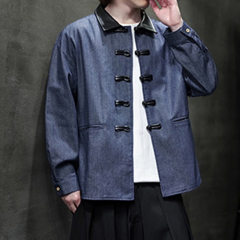 Buddha Stones Men's Frog-Button Cotton Long Sleeve Shirt With Pockets - image 5